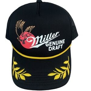 Miller Genuine Draft Rope Trucker Cap Retro Black Hat